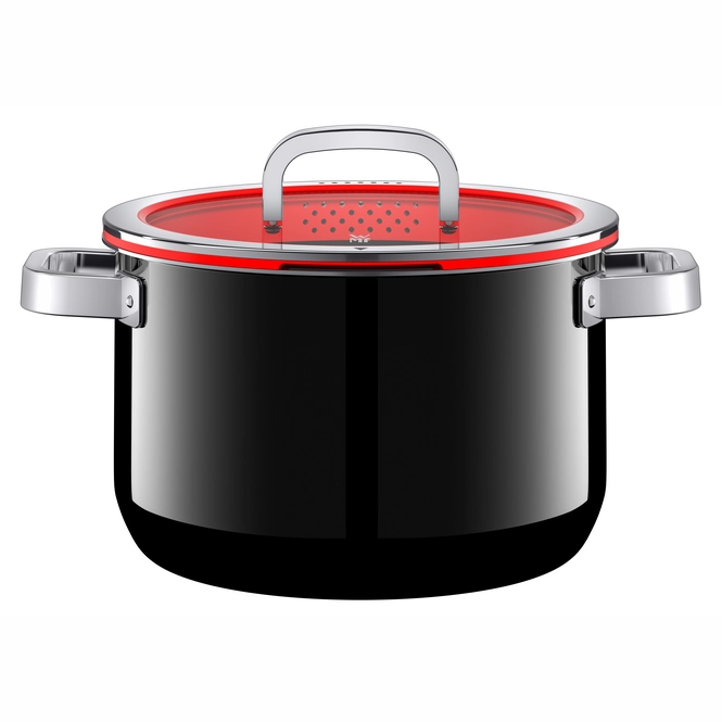 Faitout à Pâtes WMF Red Edition 24cm - Avec Tamis Intégré Et Couvercle Verre - Cromargan